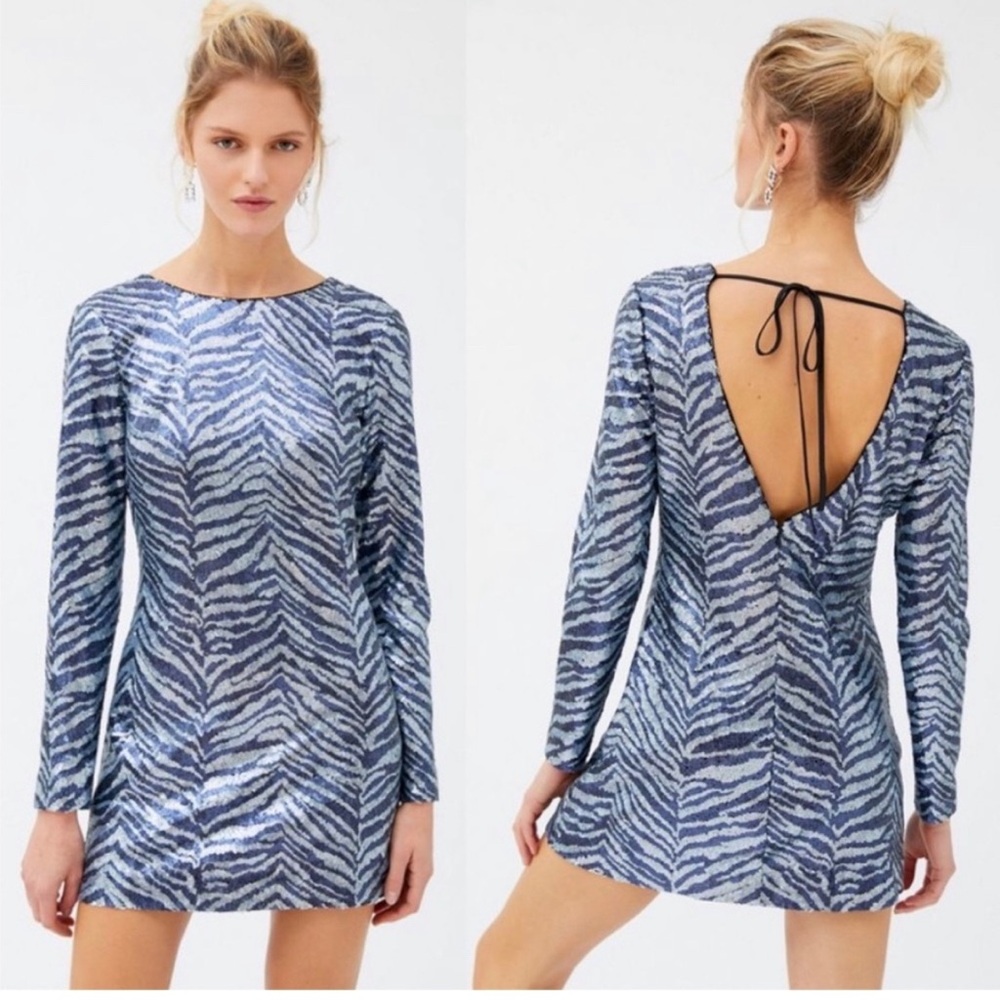 Urban Outfitters Wild Night Sequin Animal Print Mini Dress Size Small NEW